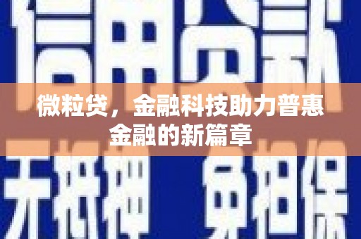 河津微粒贷，金融科技助力普惠金融的新篇章