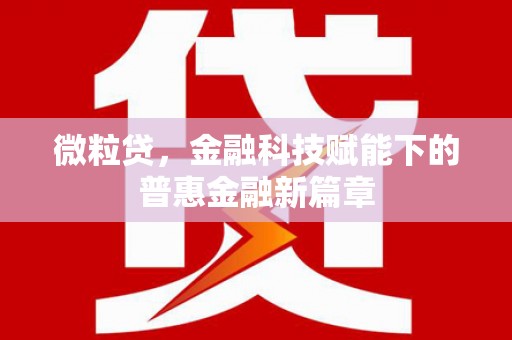 河津微粒贷，金融科技赋能下的普惠金融新篇章