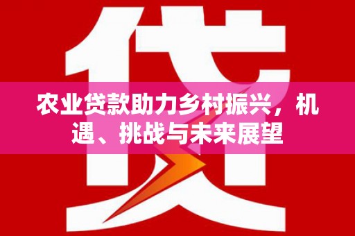 河津农业贷款助力乡村振兴，机遇、挑战与未来展望